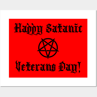 Happy Satanic Veterans Day - with inverted pentagram Posters and Art